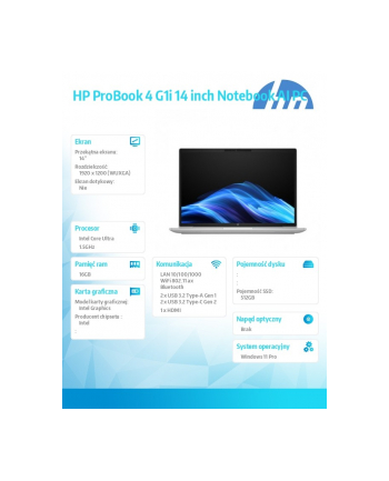 hp inc. Notebook ProBook 4 G1i U5-225U 512GB/16GB/W11P/14.0   C51LDET nr 2