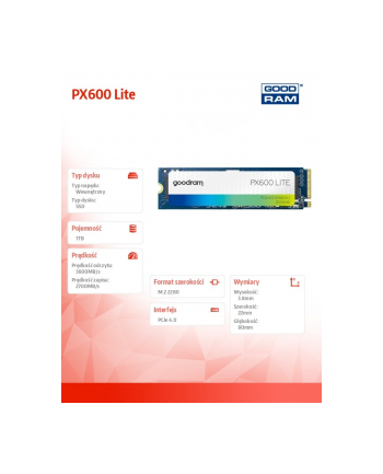 goodram Dysk SSD PX600 Lite 1TB Gen4x4 NMVe 2280 3600/2700MB/s nr 2