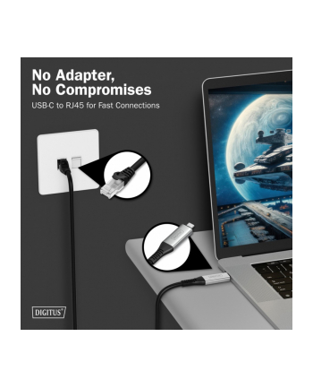 digitus Kabel adapter USB-C - RJ45 Kat. 6A S/FTP, 1 Gbit/s, USB 3.2 Gen1, LSZH, 3m nr 1