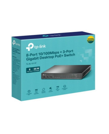 tp-link Przełącznik 11p TL-SL1311P (8x10/100Mbit PoE+, 2x1000Mbit, 1xSFP) nr 2