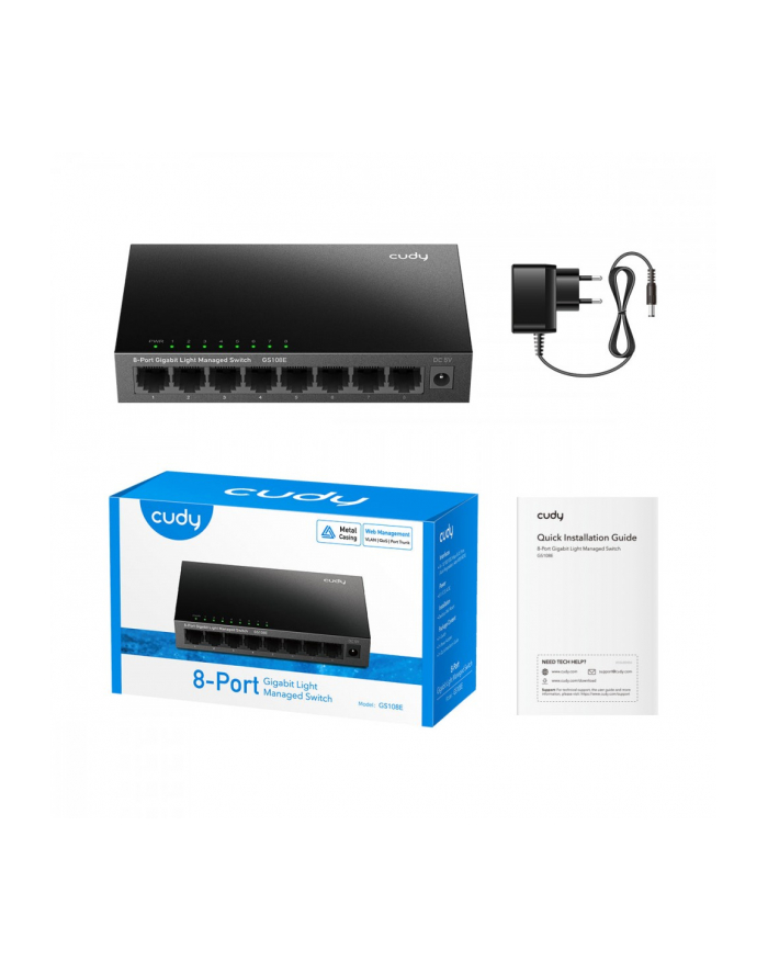 cudy Przełącznik GS108E Gigabit Light Managed Switch   8-Port Gigabit Light Managed Switch, 8 10/100/1000M RJ45 Ports, Desktop Metal Power S główny