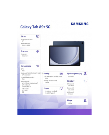 samsung Tablet Galaxy Tab A9+ Rework 11' 5G 8/256GB Granatowy