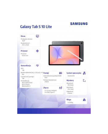 samsung Tablet Galaxy Tab S10 Lite X400 10.9 cala Wifi 8/256GB szary
