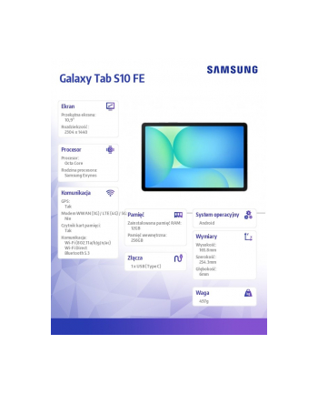 samsung Galaxy Tab S10 FE X520 10.9' Wifi 12/256GB Szary