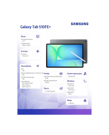 samsung Tablet Galaxy Tab S10FE+ 13.1 cala Wifi 12/256GB szary