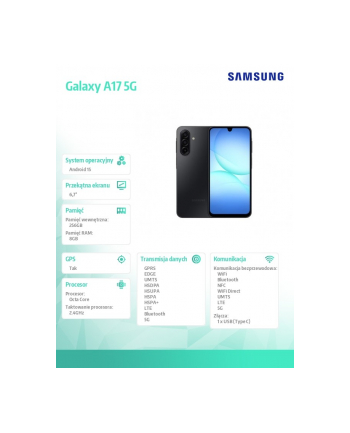 samsung Smartfon GALAXY A17 5G 8/256GB Retail Czarny