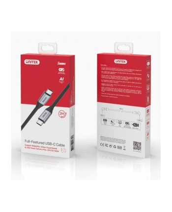 unitek Kabel USB-C - USB-C PD 100W, 5Gbps, 4K60Hz, 2m, M/M, C14091ABK