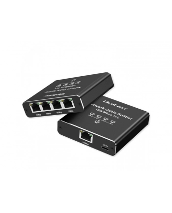 qoltec Rozdzielacz splitter Ethernet  mini SWITCH 1x4 RJ45 | 1000Mb/s | USB-C | Aluminium