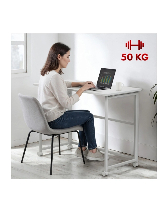 maclean Biurko, stolik z kółkami MC-1250W 100x50 cm blat, max 50kg Białe główny