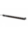 digitus Listwa zasilająca PDU Rack (620mm) z zabezpieczeniem przeciwprzepięciowym + filtr EMI/RFI, 9 gniazd Schuko CEE 7/3 (45 stopni ), kabel 2m wtyk Unischuko CEE - nr 1