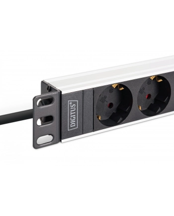 digitus Listwa zasilająca PDU Rack 19', 9 gniazd Schuko CEE 7/3 (45 stopni ), kabel 2m wtyk IEC C20, 16A, aluminiowa