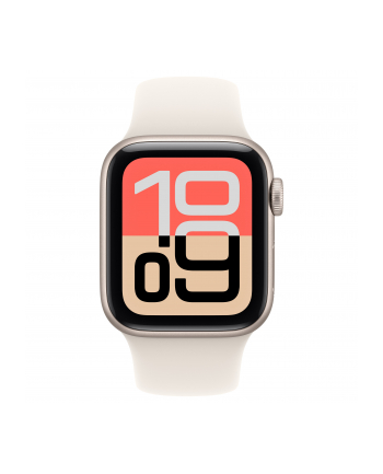 apple Watch SE 3 GPS koperta 40 mm z aluminium w kolorze księżycowej poświaty, pasek sportowy w kolorze księżycowej poświaty - rozmiar S/M