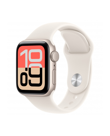 apple Watch SE 3 GPS koperta 40 mm z aluminium w kolorze księżycowej poświaty, pasek sportowy w kolorze księżycowej poświaty - rozmiar M/L