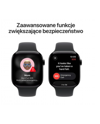 apple Watch Series 11 GPS koperta 42 mm z aluminium w kolorze onyksu, pasek sportowy w kolorze czarnym - rozmiar S/M