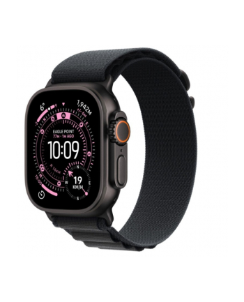 apple Watch Ultra 3 GPS + Cellular, koperta 49 mm z tytanu w kolorze czarnym, opaska Alpine w kolorze czarnym - rozmiar L