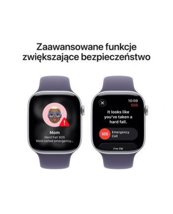 apple Watch Series 11 GPS+Cellular koperta 46 mm z aluminium w kolorze srebrnym, pasek sportowy w kolorze mlecznego fioletu - rozmiar M/L