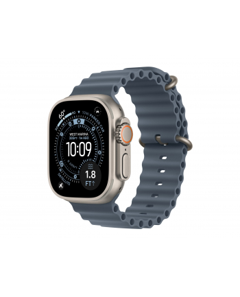 apple Pasek Ocean w kolorze marynarskiego granatu do koperty 49 mm - elementy z tytanu w kolorze naturalnym nr 1