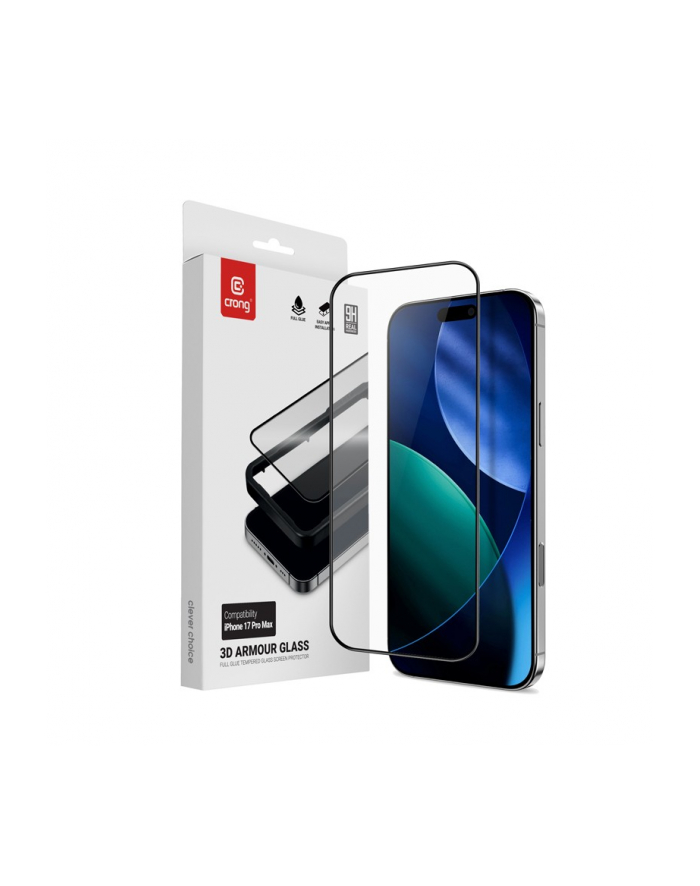 crong 3D Armour Glass - Szkło hartowane iPhone 17 Pro Max + ramka instalacyjna główny