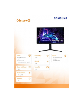 samsung Monitor gaming Odyssey 24 cale LS24DG302EUXEN