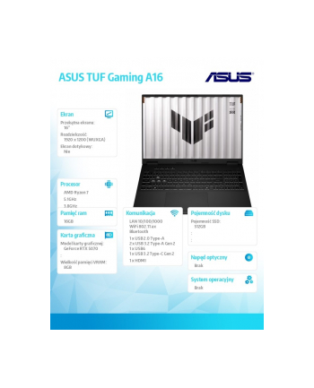 asus Notebook TUF Gaming A16 FA608UP-R7165  nOS R7-260 16GB/512GB/5070 nr 2