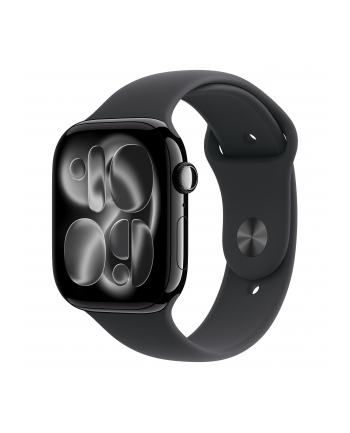 apple Watch Series 11 GPS koperta 46 mm z aluminium w kolorze onyksu, pasek sportowy w kolorze czarnym - rozmiar M/L