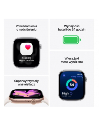 apple Watch Series 11 GPS, koperta 46 mm z aluminium w kolorze różowego złota, pasek sportowy w kolorze łagodnego różu - rozmiar S/M