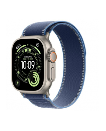 apple Watch Ultra 3 GPS + Cellular, koperta 49 mm z tytanu w kolorze naturalnym, opaska Trail w kolorze niebieskim/jaskrawoniebieskim - rozmiar M/L