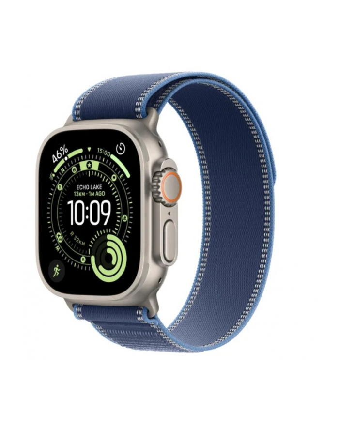 apple Watch Ultra 3 GPS + Cellular, koperta 49 mm z tytanu w kolorze naturalnym, opaska Trail w kolorze niebieskim/jaskrawoniebieskim - rozmiar M/L główny
