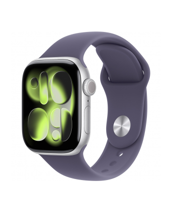apple Watch Series 11 GPS+Cellular koperta 42 mm z aluminium w kolorze srebrnym, pasek sportowy w kolorze mlecznego fioletu - rozmiar S/M