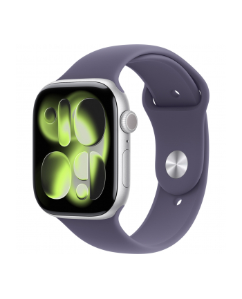 apple Watch Series 11 GPS+Cellular koperta 46 mm z aluminium w kolorze srebrnym, pasek sportowy w kolorze mlecznego fioletu - rozmiar S/M