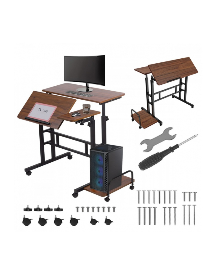 maclean Mobilne biurko regulowane MC-124 B max 50kg, regulacja wysokości 67-115 cm, blat 80x60 cm główny