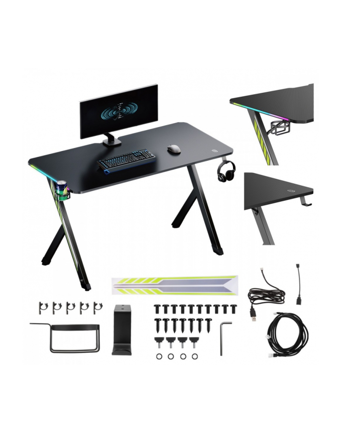 maclean Biurko gamingowe NanoRS 120x60cm LED RS102 główny