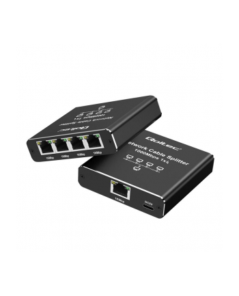 qoltec Rozdzielacz splitter Ethernet  mini SWITCH 1x4 RJ45 | 1000Mb/s | USB-C | Aluminium nr 1