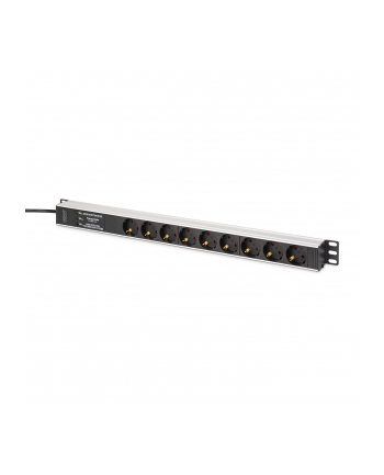 digitus Listwa zasilająca PDU Rack (620mm) z zabezpieczeniem przeciwprzepięciowym + filtr EMI/RFI, 9 gniazd Schuko CEE 7/3 (45 stopni ), kabel 2m wtyk Unischuko CEE