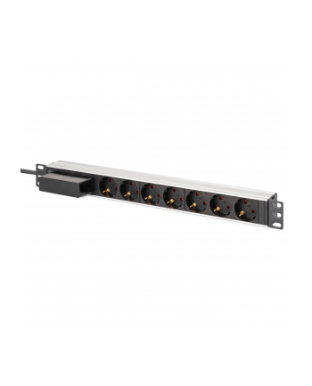 digitus Listwa zasilająca PDU Rack 19' z wyłącznikiem nadprądowym Typ C 16A, 7 gniazd Schuko CEE 7/3 (45 stopni ), kabel 1,8m wtyk Unischuko CEE 7/7, 16A, aluminiowa