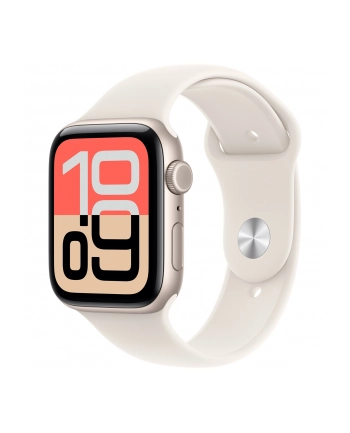 apple Watch SE 3 GPS+Cellular koperta 44 mm z aluminium w kolorze księżycowej poświaty, pasek sportowy w kolorze księżycowej poświaty - rozmiar S/M