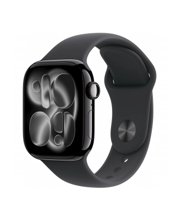 apple Watch Series 11 GPS koperta 42 mm z aluminium w kolorze onyksu, pasek sportowy w kolorze czarnym - rozmiar S/M