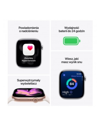 apple Watch Series 11 GPS koperta 46 mm z aluminium w kolorze srebrnym, pasek sportowy w kolorze mlecznego fioletu - rozmiar M/L