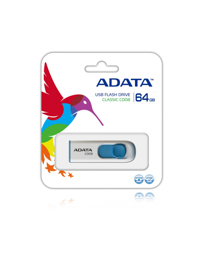 ADATA Flash Disk 32GB USB 2.0 Classic Series C008 - biały	 (AC008-64G-RWE) główny