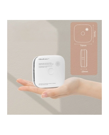 qoltec Czujnik dymu z baterią | Tuya | Wi-Fi | alarm 85dB | LED