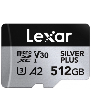 lexar Karta pamięci microSD 512GB C10 A2 U3 V30 205/150MB/s Silver Plus
