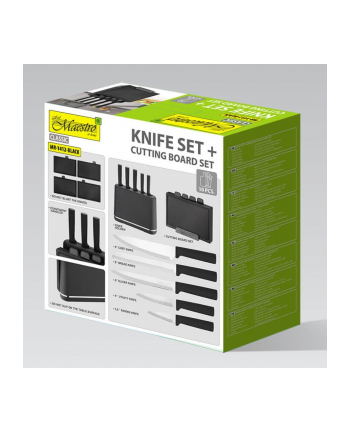feel-maestro Zestaw noży + desek na podstawce MR-1412-BLACK