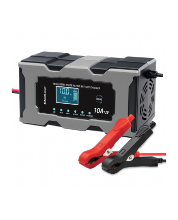 qoltec Mikroprocesorowa ładowarka 12V 10A | Prostownik z funkcją naprawy do akumulatora AGM GEL LiFePO4 | LCD