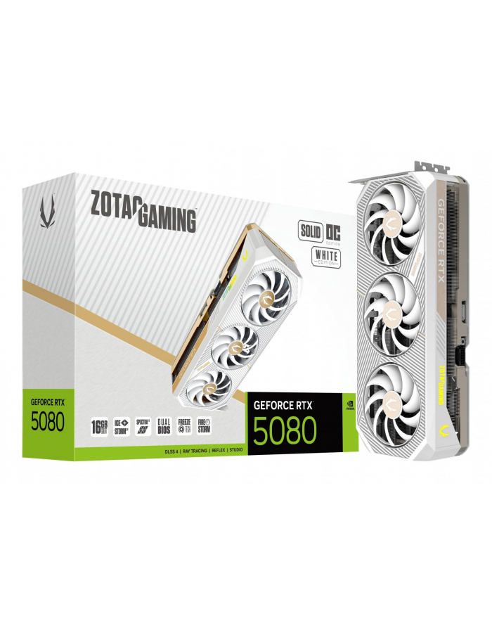 zotac Karta graficzna GeForce RTX 5080 SOLID OC 16GB GDDR7 256bit 3DP/HDMI biała główny