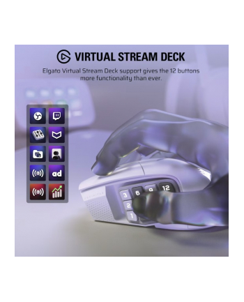 corsair Mysz bezprzewodowa Scimitar Elite Wireless SE White 33000 DPI