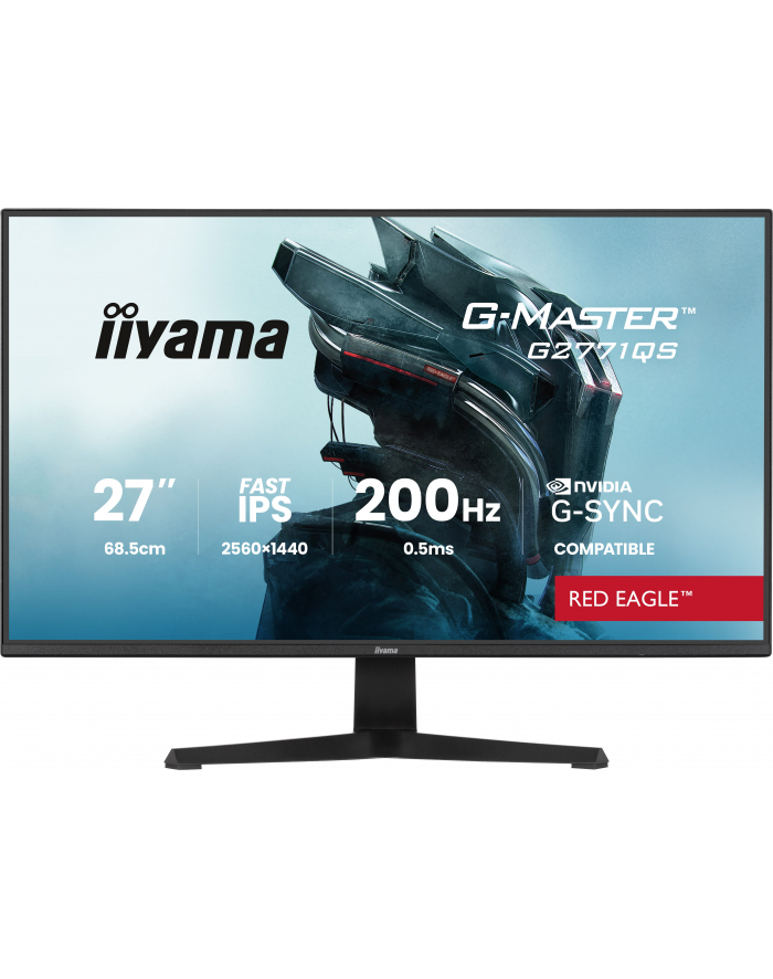 iiyama Monitor 27 '' G2771QS-B1  QHD,Fast IPS,DP,2xHDMI,200Hz,           350cd,Adaptive G-SYNC - 2560 x 1440 @48-200Hz DisplayPort Only główny