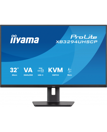 iiyama Monitor 31,5 cala XB3294UHSCP-B1.4K,VA,2xHDMI,DP,USB-C dock 95W, PIP,RJ45, 400cd, 2ms, 4xUSB, KVM,Sync,2x5W, HAS (150) PIVOT, nr 2