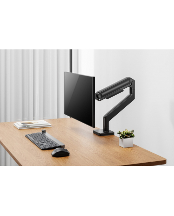digitus Uchwyt ramię biurkowe pojedyncze z zaciskiem i sprężyną mechaniczną 1x LCD max. 49' 20kg, VESA: 75x75, 100x100, czarne
