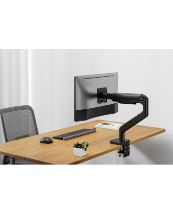 digitus Uchwyt ramię biurkowe pojedyncze z zaciskiem i sprężyną mechaniczną 1x LCD max. 49' 20kg, VESA: 75x75, 100x100, czarne