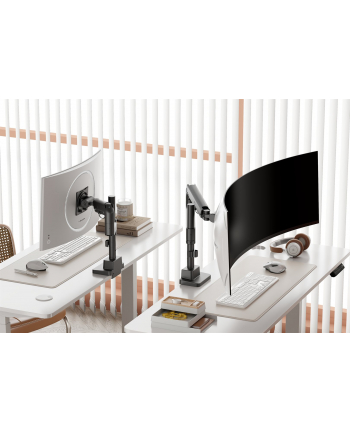 digitus Ramię biurkowe pojedyncze z zaciskiem i sprężyną gazową 1x LCD max. 57' 27kg, VESA: 75x75, 100x100, czarne nr 2